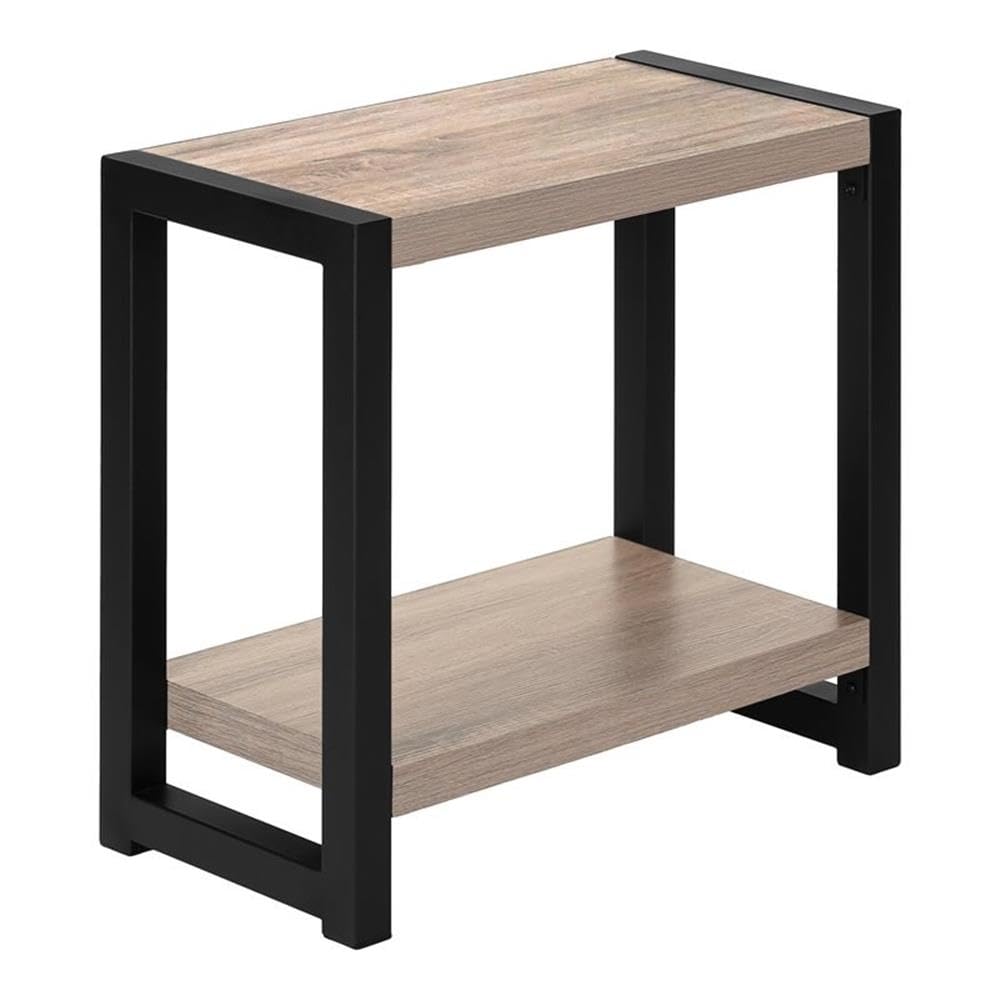 Monarch Specialties I 2083 Accent Table, Side, End, Narrow, Small, 2 Tier, Living Room, Bedroom, Metal, Laminate, Brown, Black, Contemporary, Modern