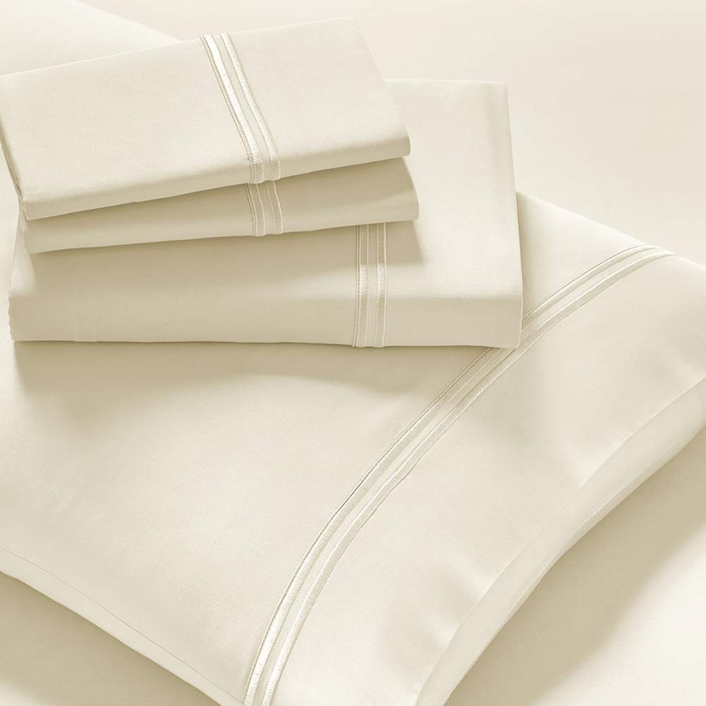 PureCare Elements Modal Sheet Set Featuring Precision-Fit Corners and enveloping Pillowcases, King, Ivory (PCSM-K-IV)