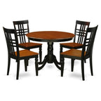 East West Furniture HLLG5-BCH-W 5 Piece Modern Dining Table Set Includes a Round Wooden Table with Pedestal and 4 Dining Room Chairs, 42x42 Inch, Black & Cherry