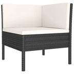vidaXL 7-Piece Patio Lounge Set with Cushions - Black, Poly Rattan Outdoor Garden Sofa with Removable Covers for Deck, Garden, or Patio