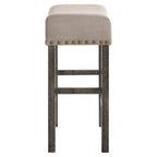 Acme Martha II Counter Height Stool in Tan Linen and Weathered Gray (Set of 2)