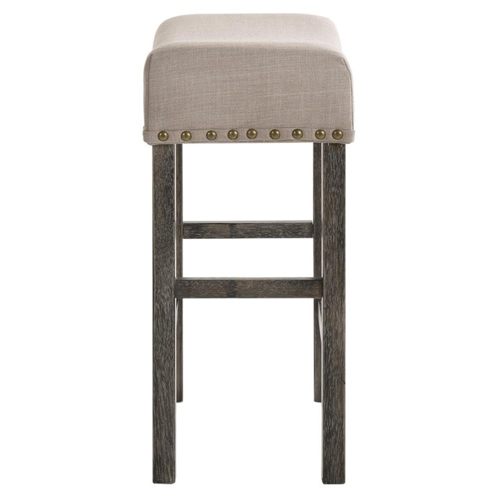 Acme Martha II Counter Height Stool in Tan Linen and Weathered Gray (Set of 2)