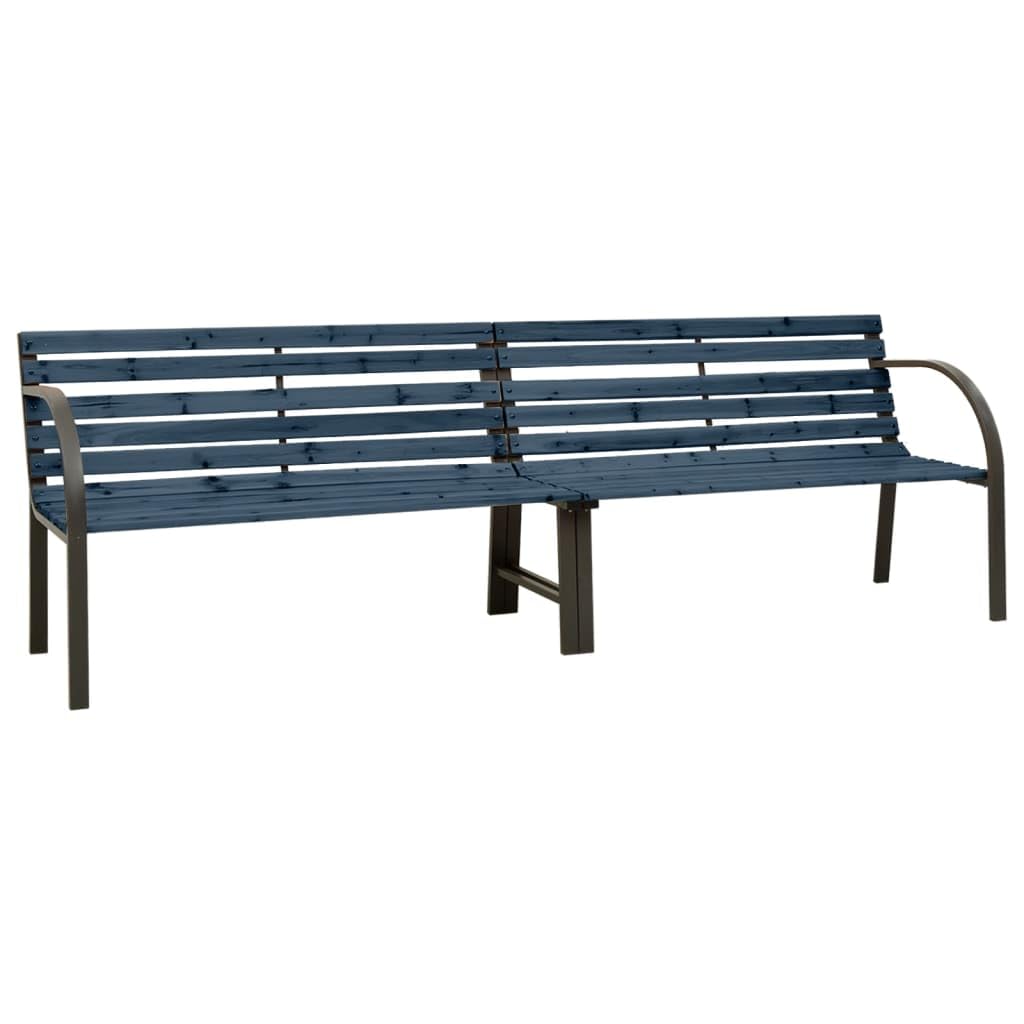 vidaXL- Durable Gray Twin Patio Bench, Outdoor Furniture with Steel Frame and Chinese Fir Wood Slats, with Comfortable Armrests, Ideal for Garden or Home use.