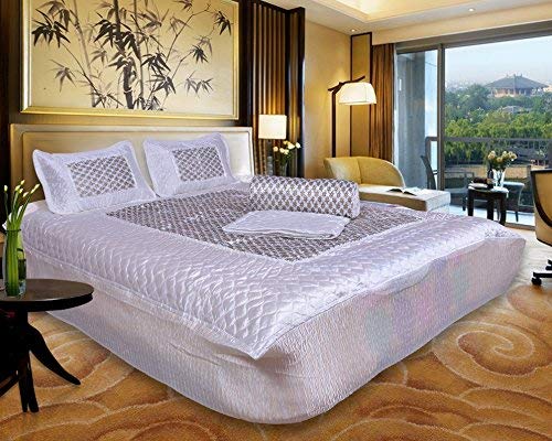 Manavrachit Satin Gold Printed 310 Tc Wedding Bedding Set (Bedsheet With 2 Pillow Covers & 1 Ac Comforter) For Home & Living Roo