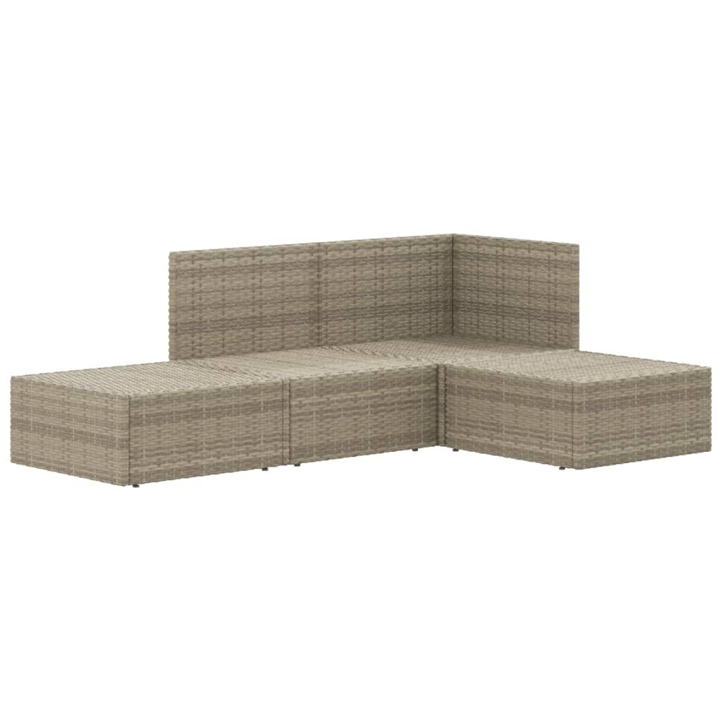 vidaXL 4 Piece Patio Lounge Set with Adjustable Corner Sofa, Middle Sofa and Footstools - Durable Poly Rattan Material, Comfortable Cushions and Modifiable Design - Perfect for Gardens**