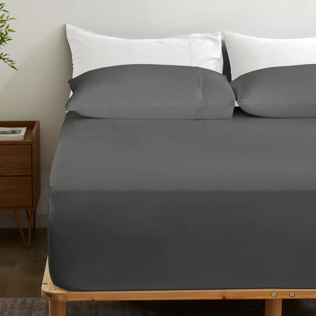Gokotta 100% Bamboo Rayon Fitted Sheet King Size With Pillow Cases, 300 Tc Super Soft Breathable Cooling Fitted Sheet King Size