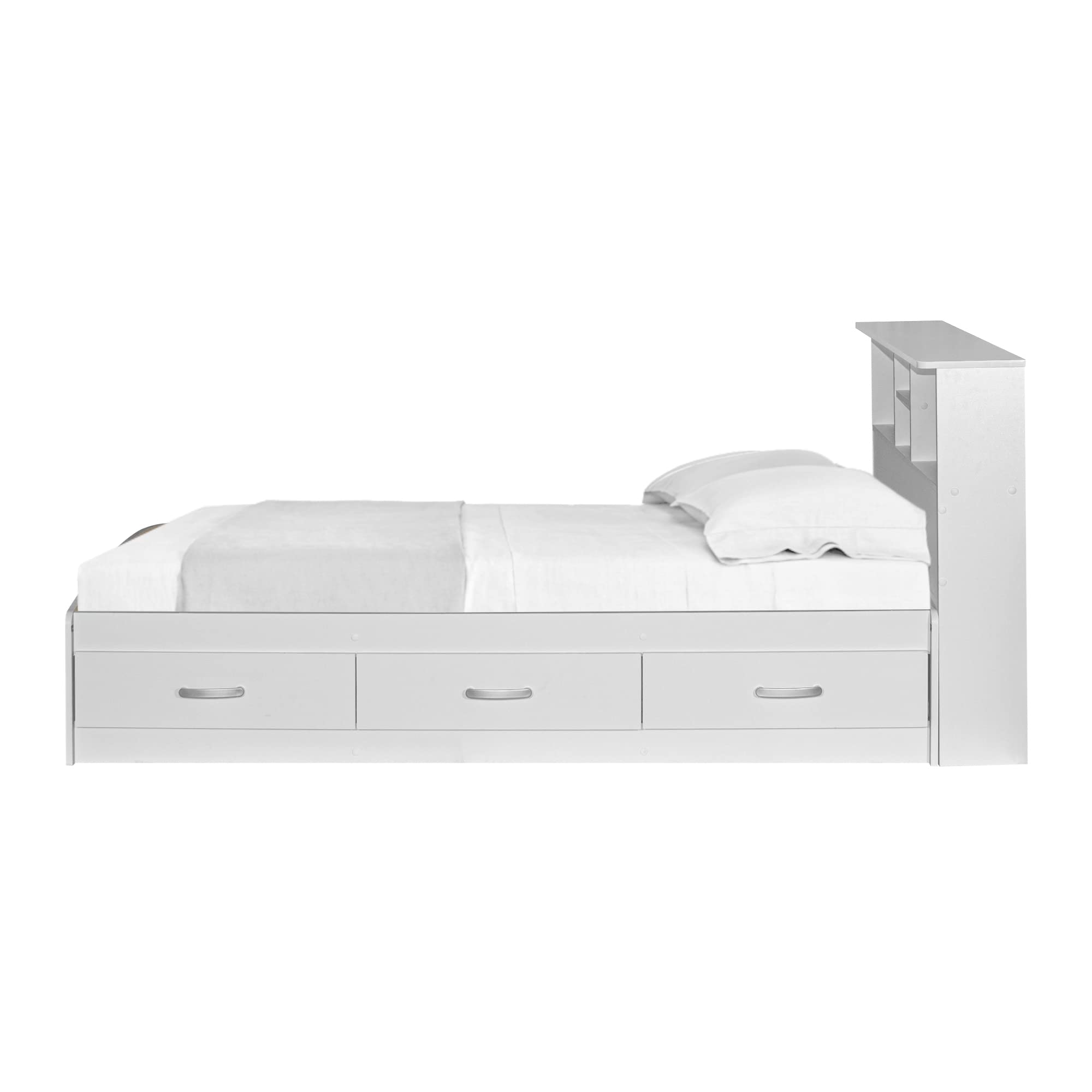 Better Home Products California Wooden Queen Captains Bed in White