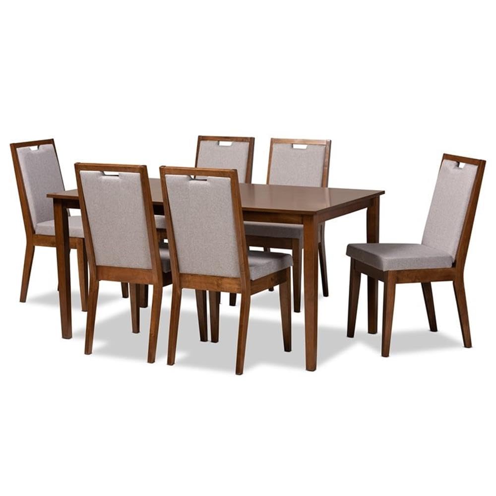 Baxton Studio Rosa Grey and Walnut Brown Finished Wood 7-Piece Dining Set