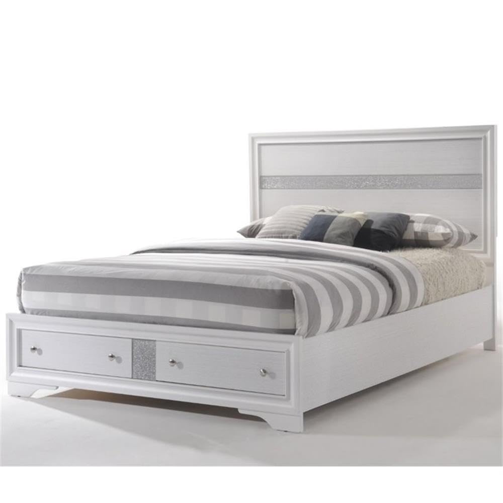 Acme Naima Queen Wooden Storage Bed in White