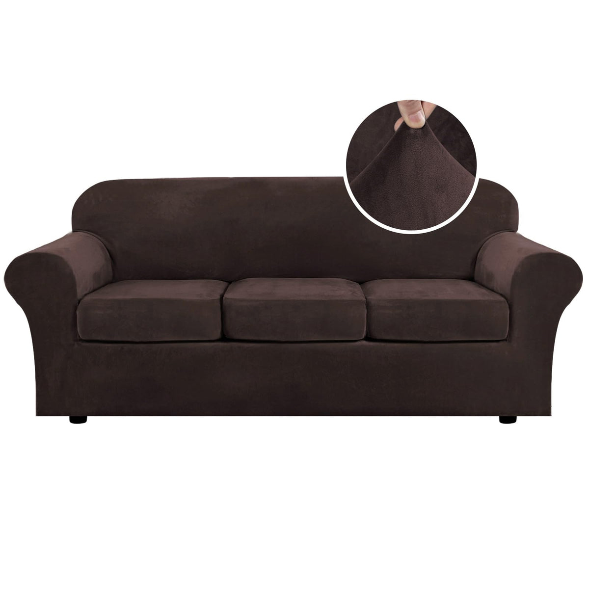 H.Versailtex Modern Velvet Plush 4 Piece High Stretch Sofa Slipcover Sofa Cover Form Fit Luxury Thick Velvet Extra Large Sofa Co