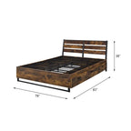 Acme Juvanth Eastern King Wooden Bed with Storage in Oak and Black