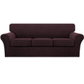 4 Piece Sofa Covers For 3 Cushion Couch Sofa Slipcover Soft Couch Cover For Dogs-Washable Sofa Furniture Covers With 3 Individual Cushion Covers, Feature Thick Jacquard Fabric (3 Cushion Sofa, Brown)