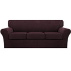 4 Piece Sofa Covers For 3 Cushion Couch Sofa Slipcover Soft Couch Cover For Dogs-Washable Sofa Furniture Covers With 3 Individual Cushion Covers, Feature Thick Jacquard Fabric (3 Cushion Sofa, Brown)