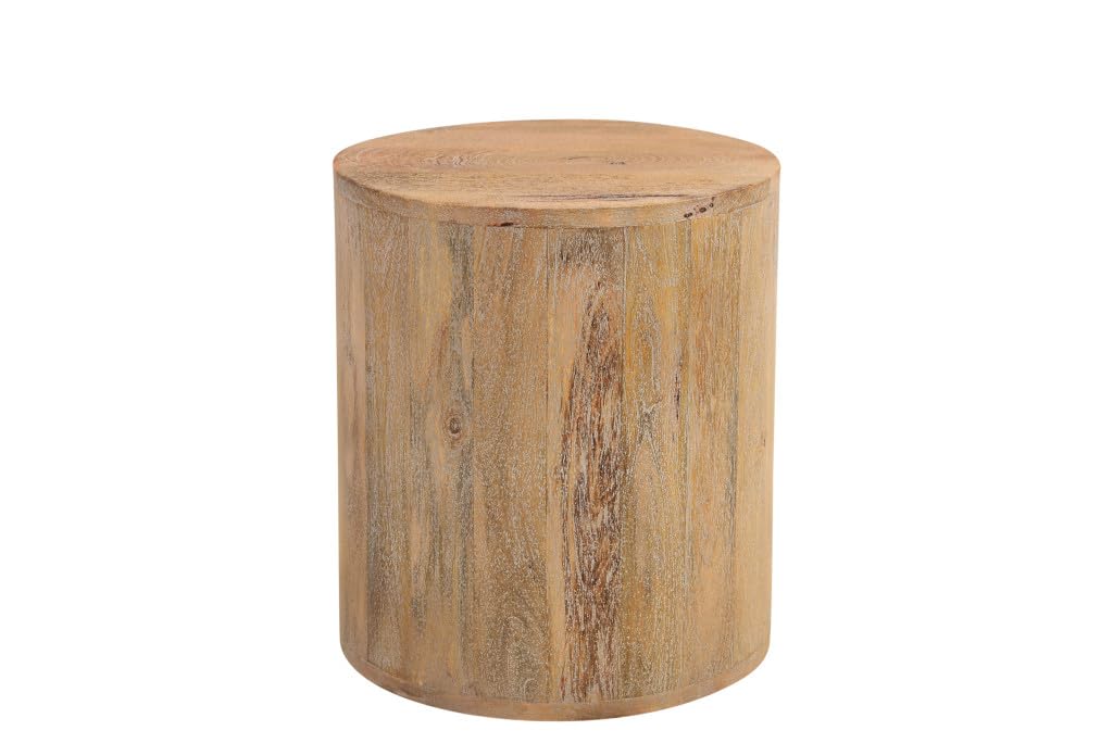 HomeRoots 521944 18 in. Solid Wood Round End Table Natural