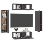 vidaXL TV Cabinet Set 10 Piece Home Living Room Furniture TV Stand HiFi Stereo Cabinet Media Unit Entertainment Center Black Engineered Wood