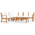 vidaXL Patio Lounge Set 6 Piece, Patio Furniture Set for Outdoor, Sectional Sofa with Cushions, Corner Sofa, Modern Style, Cream Solid Wood Acacia
