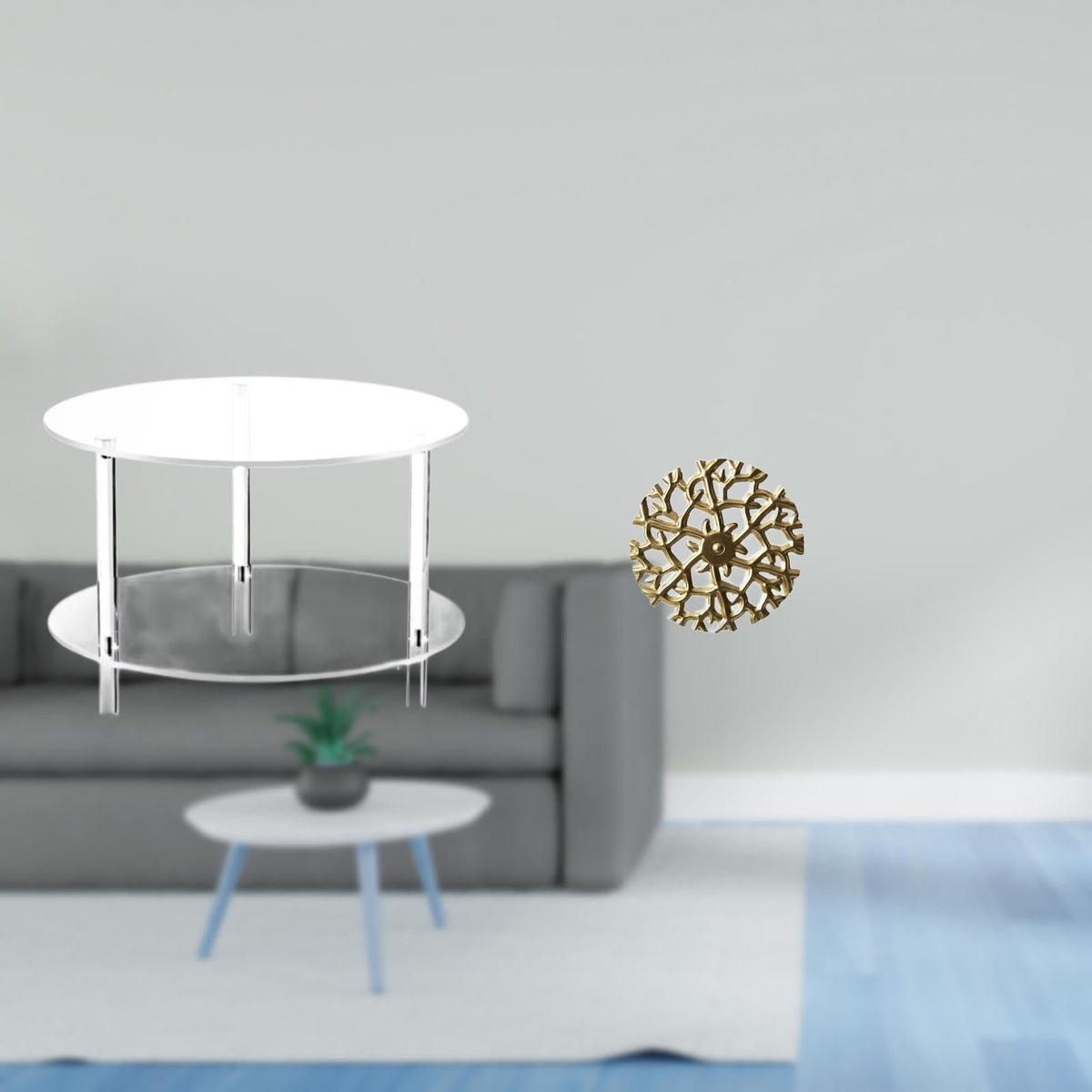 Enakshi Acrylic Metal Side Table Sculpture Compact End Table Art Decoration For Living Room Bathroom Home Easy Assembly Rustic S