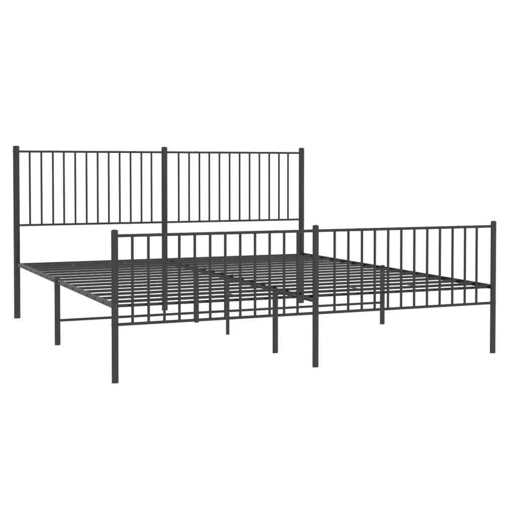 vidaXL 12-Inch Black Metal King Bed Frame with Headboard & Footboard, Heavy-Duty Construction with Under-Bed Storage for Modern Bedroom, No Box Spring Needed & Easy Assembly, No Mattress