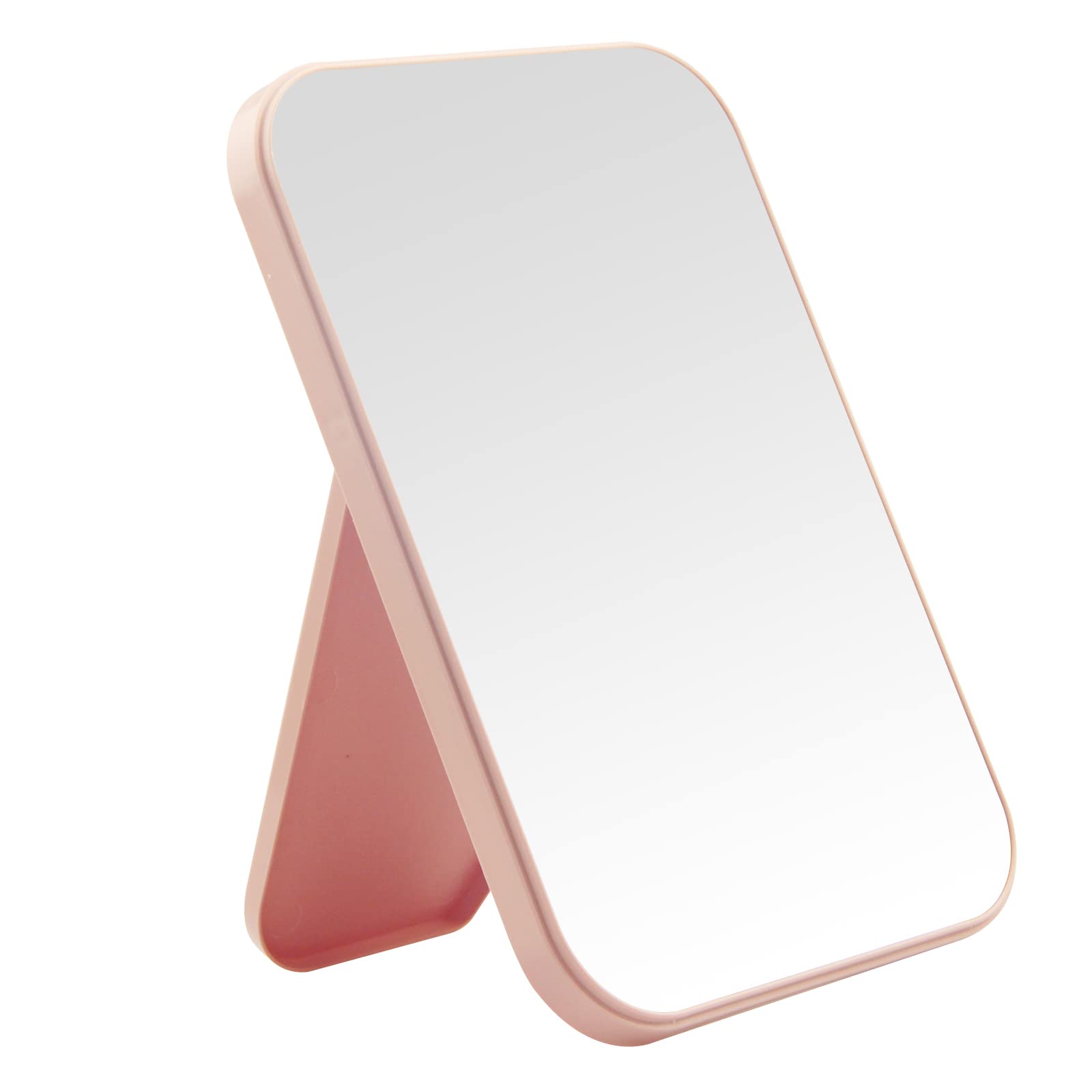 DVHOK 8-Inch Desktop Makeup Mirror, Portable Princess Mirror,Table Desk Wall Hanging Dual-Purpose Square Mirror Pink