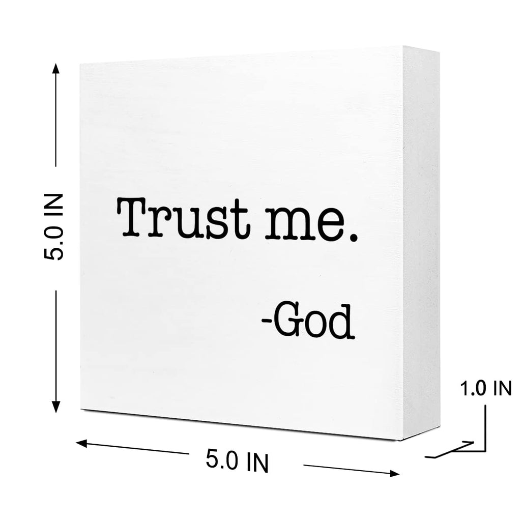 Trust Me God Wooden Sign Desk Decor,Inspirational Christian Wood Block Sign Desk Decorations For Christian Home Bedroom Girls Ro
