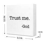 Trust Me God Wooden Sign Desk Decor,Inspirational Christian Wood Block Sign Desk Decorations For Christian Home Bedroom Girls Ro