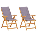 vidaXL Patio Chairs Set of 2 - Dark Gray - Weather-Resistant Solid Acacia Wood - Foldable and Reclining with Cushions for Comfort