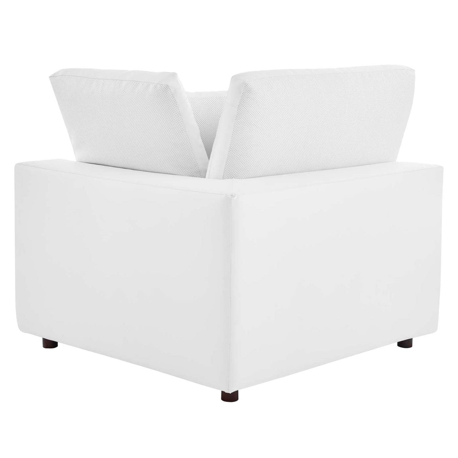 Modway EEI-4696-WHI Commix Down Filled Overstuffed Vegan Leather Corner Chair, White