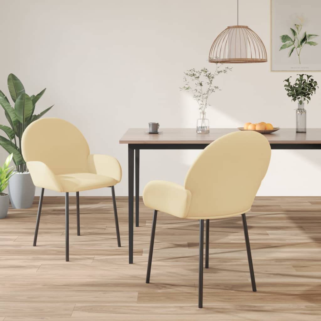 vidaXL Dining Chairs 2 pcs Cream Velvet