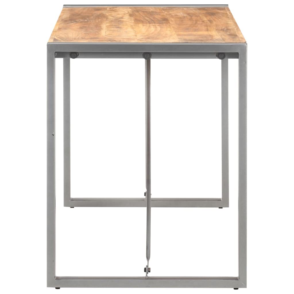 vidaXL Dining Table with Solid Rough Mango Wood Top and Powder-Coated Steel Legs, Industrial Design for Kitchen and Dining Area