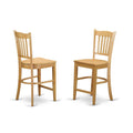East West Furniture Groton Counter Height Stools-Slat Back Wood Seat Chairs, Set of 2, Oak
