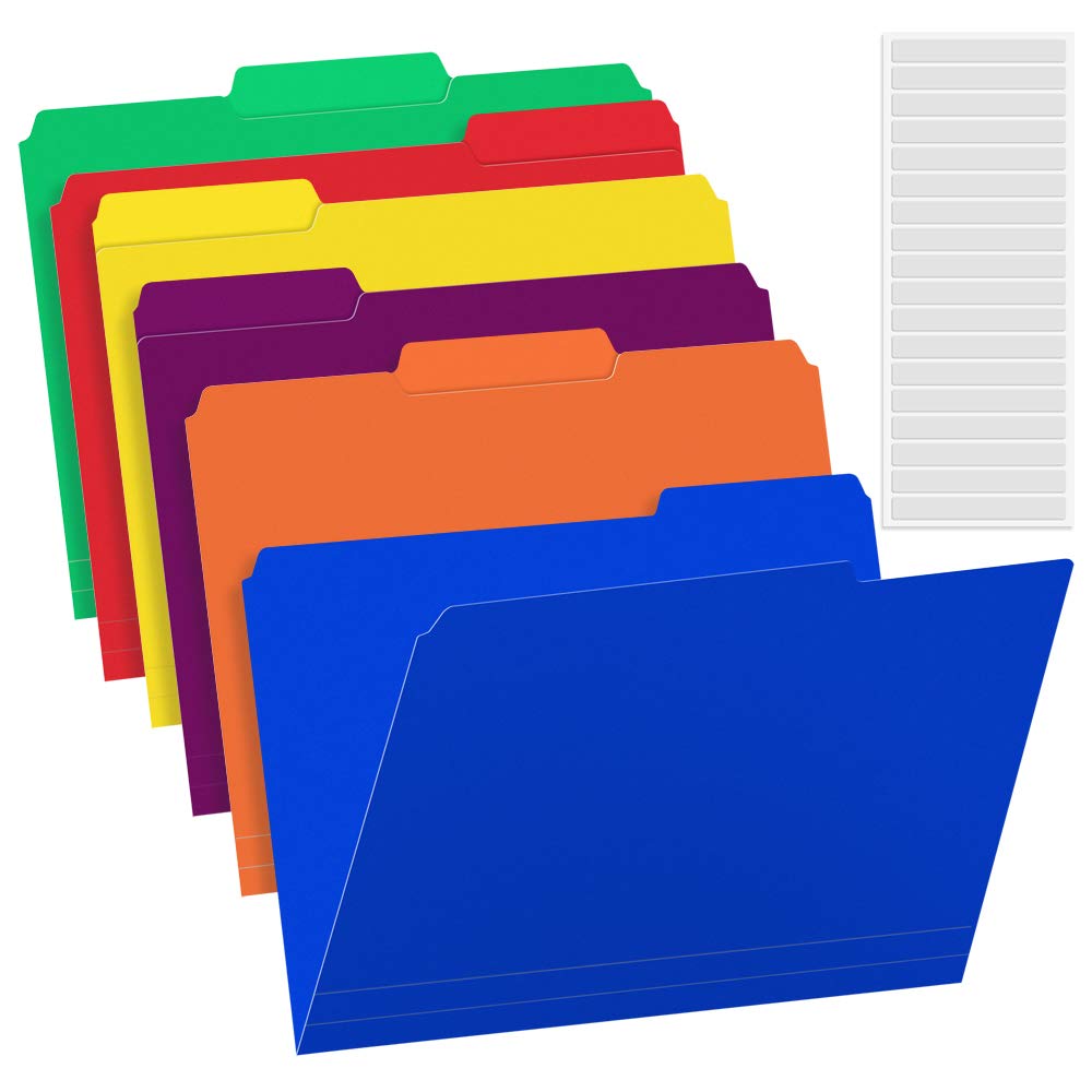 36 Pack Plastic File Folders Colored With Sticky Labels, Sooez Heavy Duty Letter Size Colored File Folders With Erasable 1/3-Cut