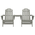 vidaXL Solid Fir Wood Patio Adirondack Chairs with Tea Table Set, Weather Resistant, Comfortable Ergonomic Design, Gray