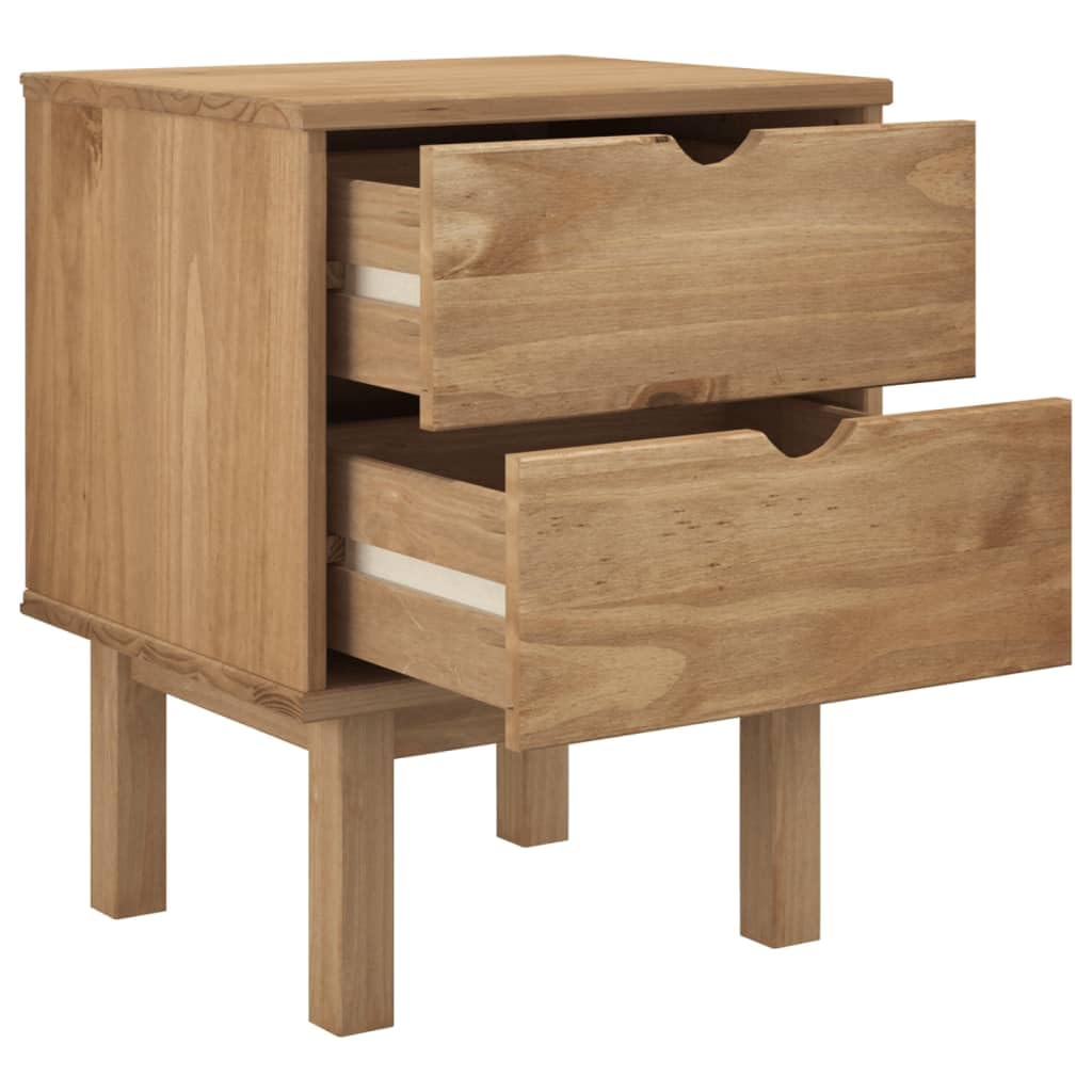 vidaXL Bedside Cabinet OTTA in Brown, Solid Pine Wood, 18.1&quot;x15.6&quot;x22.4&quot;, 2 Drawers, Versatile and Reliable, Easy Assembly, Spacious Top for Decor Display