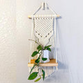 Muizz Macram Wooden Wall Hanging Shelf | Modern Chic Woven Macrame Tapestries, Wall Art Home Decor For Apartment, Dorm, Bedroom,