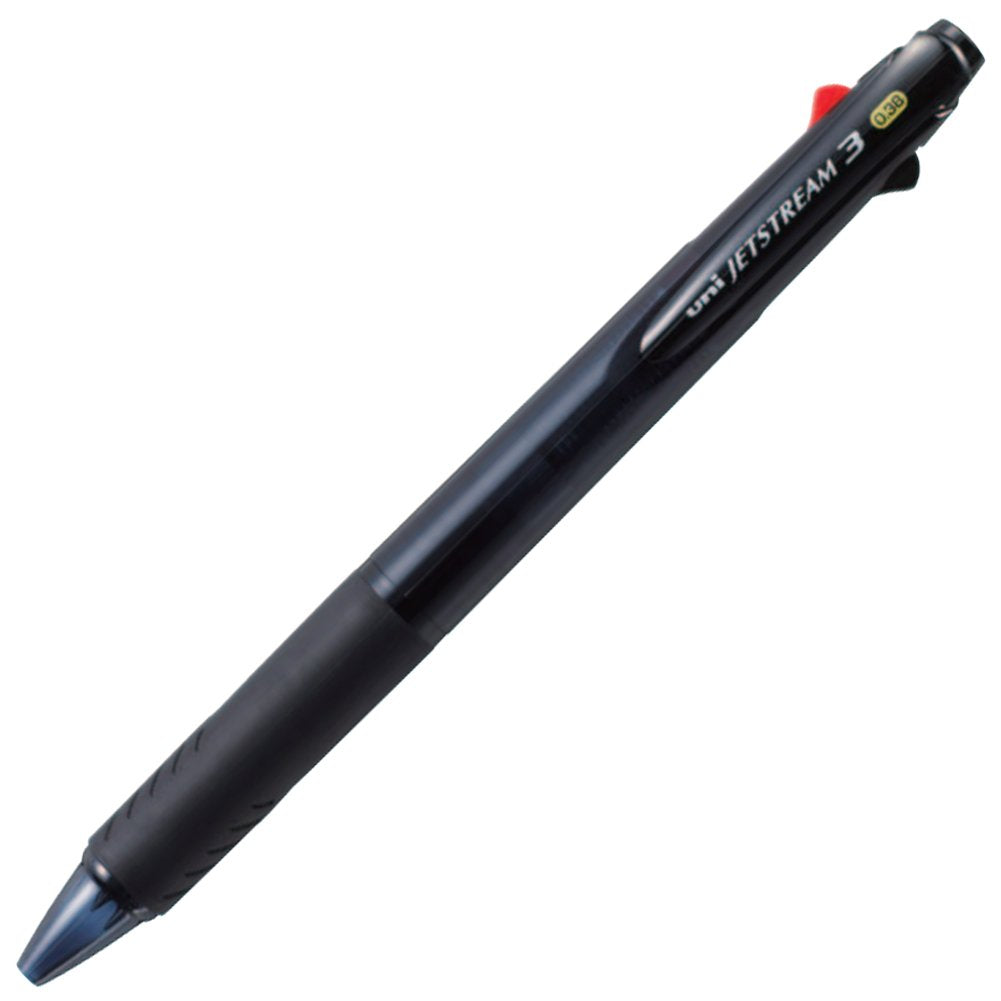 Uni Ballpoint Pen Jetstream 3 Color Black, Red, Blue Ink 0.38Mm, Transparent Black (Sxe340038T.24)
