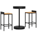 vidaXL Patio Bar Set 3 Piece, Kitchen Bar Table Set with 2 Stools, Wicker Outdoor Bar Set for Backyard Patio, Black Poly Rattan and Solid Wood Acacia