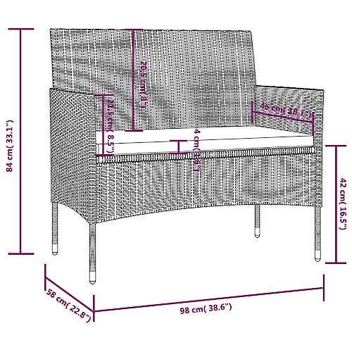vidaXL Patio Lounge Set 8 Piece, Patio Furniture Set for Outdoor Garden, Sectional Sofa with Cushions, Loveseat, Poly Rattan Black