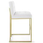 Modway Privy Stainless Steel Upholstered Fabric Bar Stool, Gold White