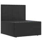 vidaXL Black Patio Middle Sofa - Weather-Resistant Poly Rattan Material, Robust Steel Frame, Modular Design, Comfortable Seat and Back Cushions