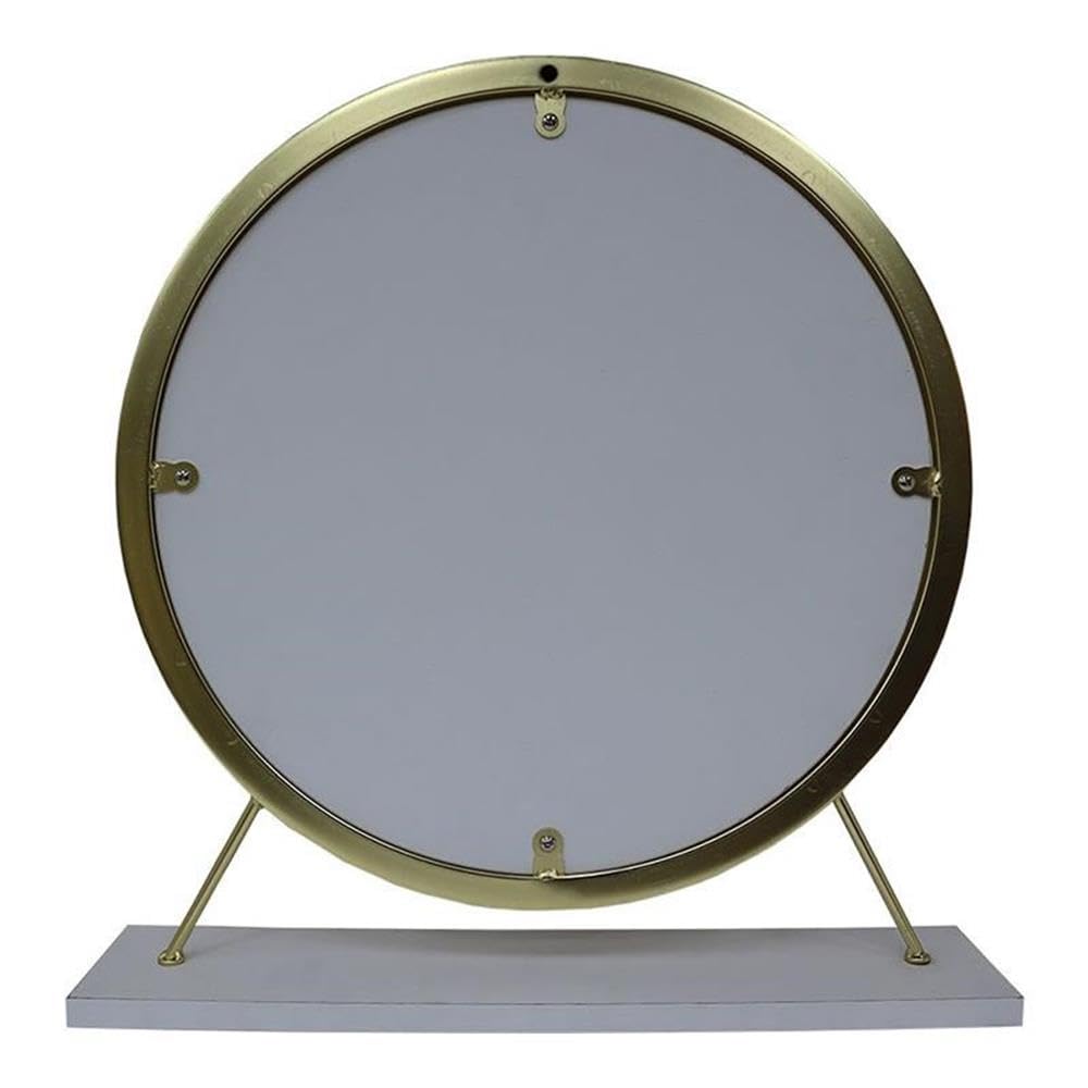 Acme Adao Vanity Mirror and Stool in White and Brass