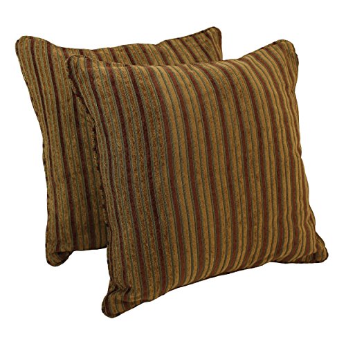 Blazing Needles Corded Jacquard Chenille Floor Pillows (Set of 2), 25&quot;, Autumn Stripes