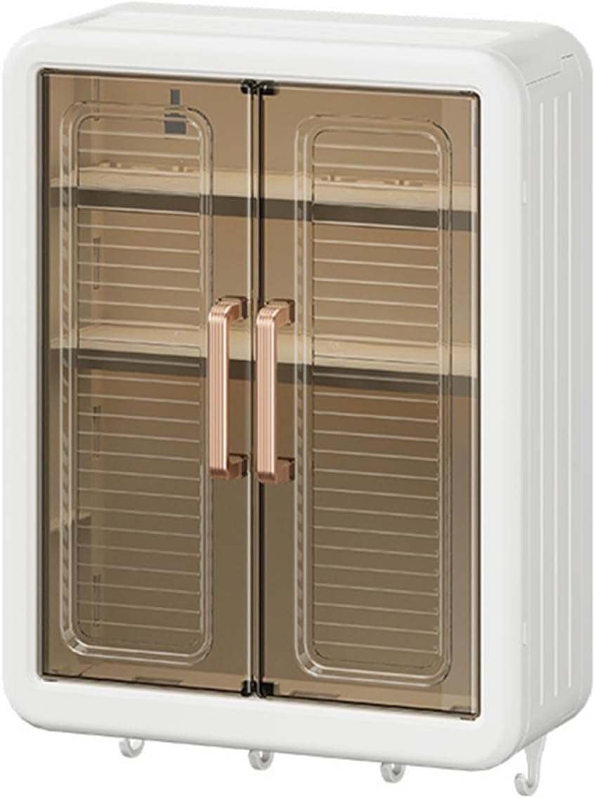 Flyup Kitchen Storage Cabinet With Double Transparent Doors  Dustproof & Waterproof Organizer Shelf For Spices, Toiletries, And