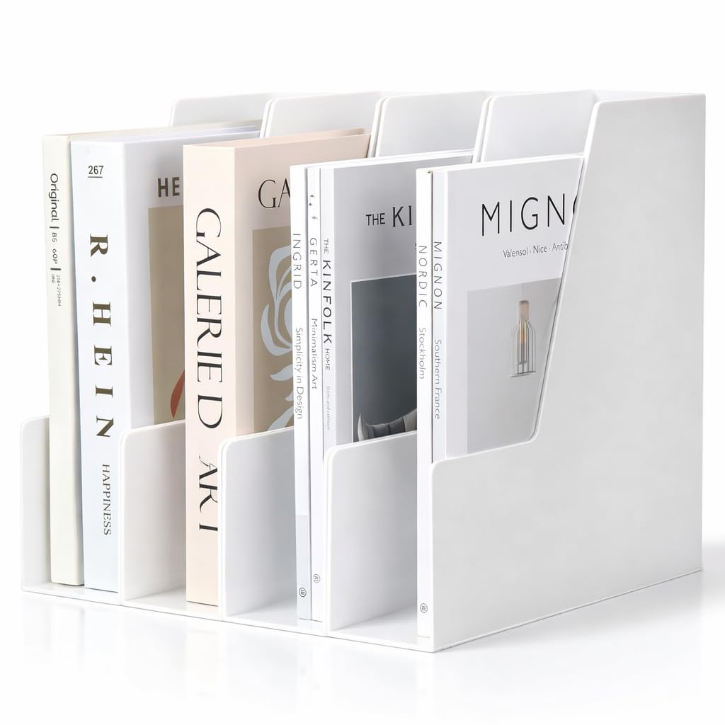CiWiVOKi Vertical Magazine File Holder, 4 Pack, White