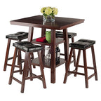 Ergode Wood Perrone High Table Set | Expandable Dining Solution | 2 Stools | Walnut Finish | Space-Saving | 160lbs Weight Limit (94506-VV)