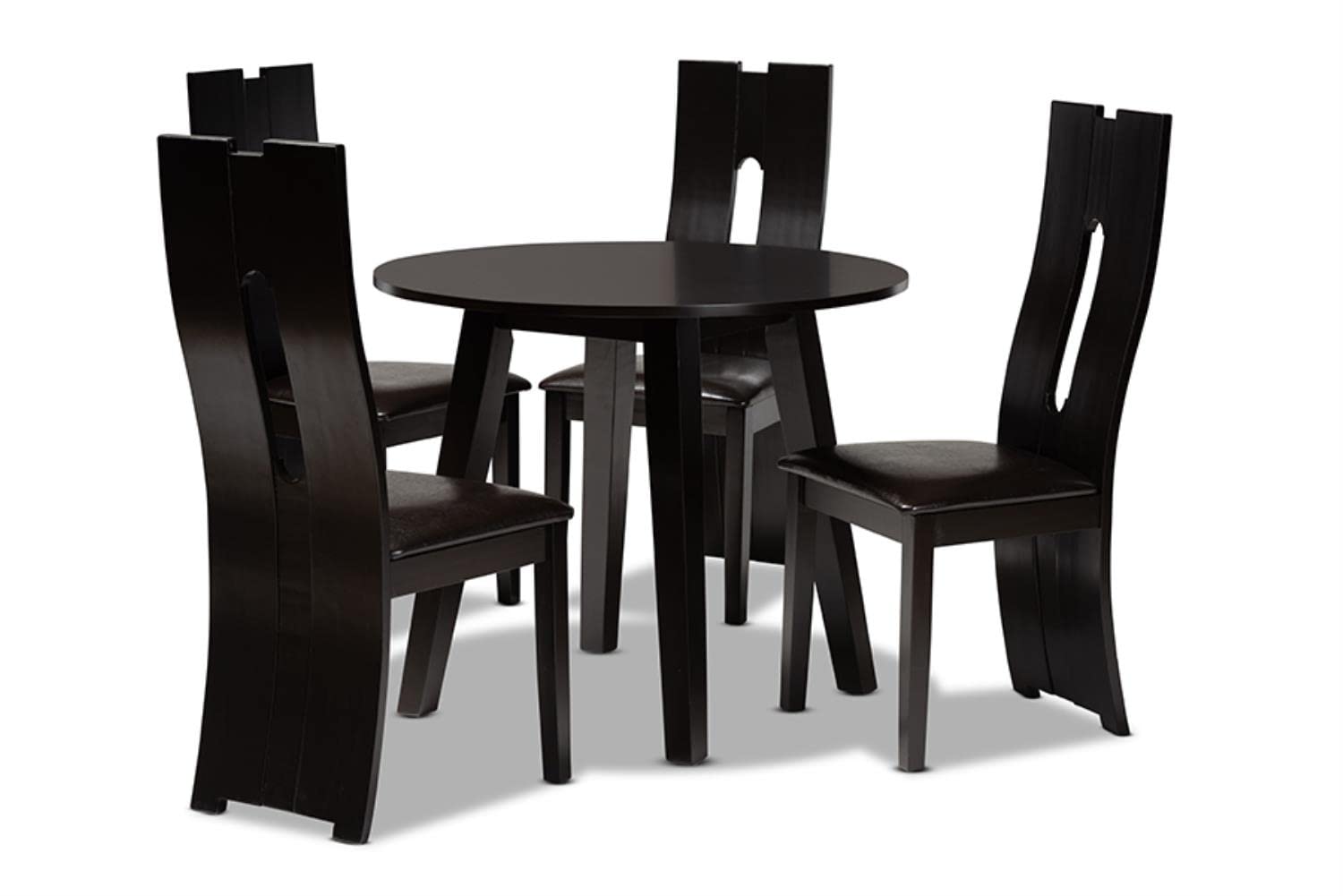 Baxton Studio Torin Dark Brown Faux Leather Wood 5-Piece Dining Set
