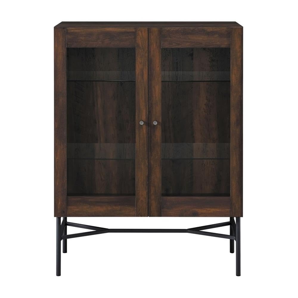 Coaster Home Furnishings Bonilla 2-Door Accent Cabinet with Glass Shelves and Dark Pine