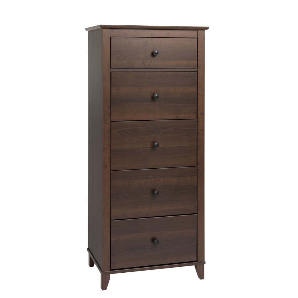 Prepac Yaletown Traditional 5-Drawer Tall Dresser for Bedroom, Wood Tall Bedroom Dresser chest of Drawers 16 D x 23 W x 525 H, E