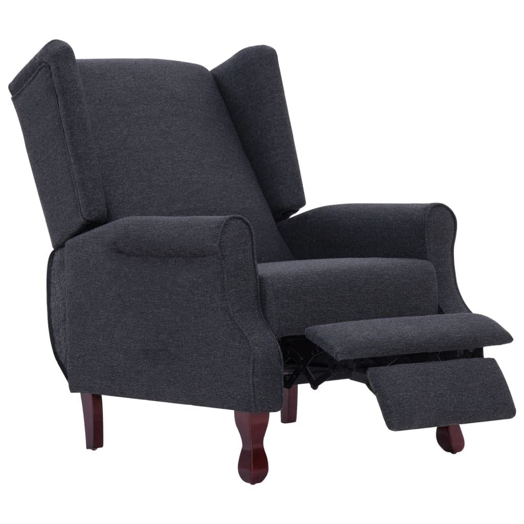 vidaXL Classic Dark Gray Fabric Recliner – Comfortable Adjustable Reclining Chair with Sponge Padding & Wooden Structure for Living Room and Office