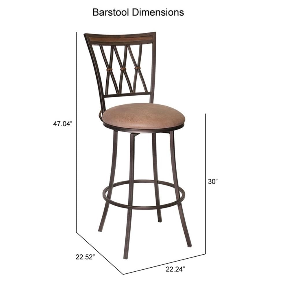 Steve Silver Sedona Swivel Barstool Bar Chair, Light Brown, 60 Degree Swivel, for Kitchen, Dining Room, Living Space, Commercial Grade strength Bar Stool, 22.52 x 22.24 x 47.04 in