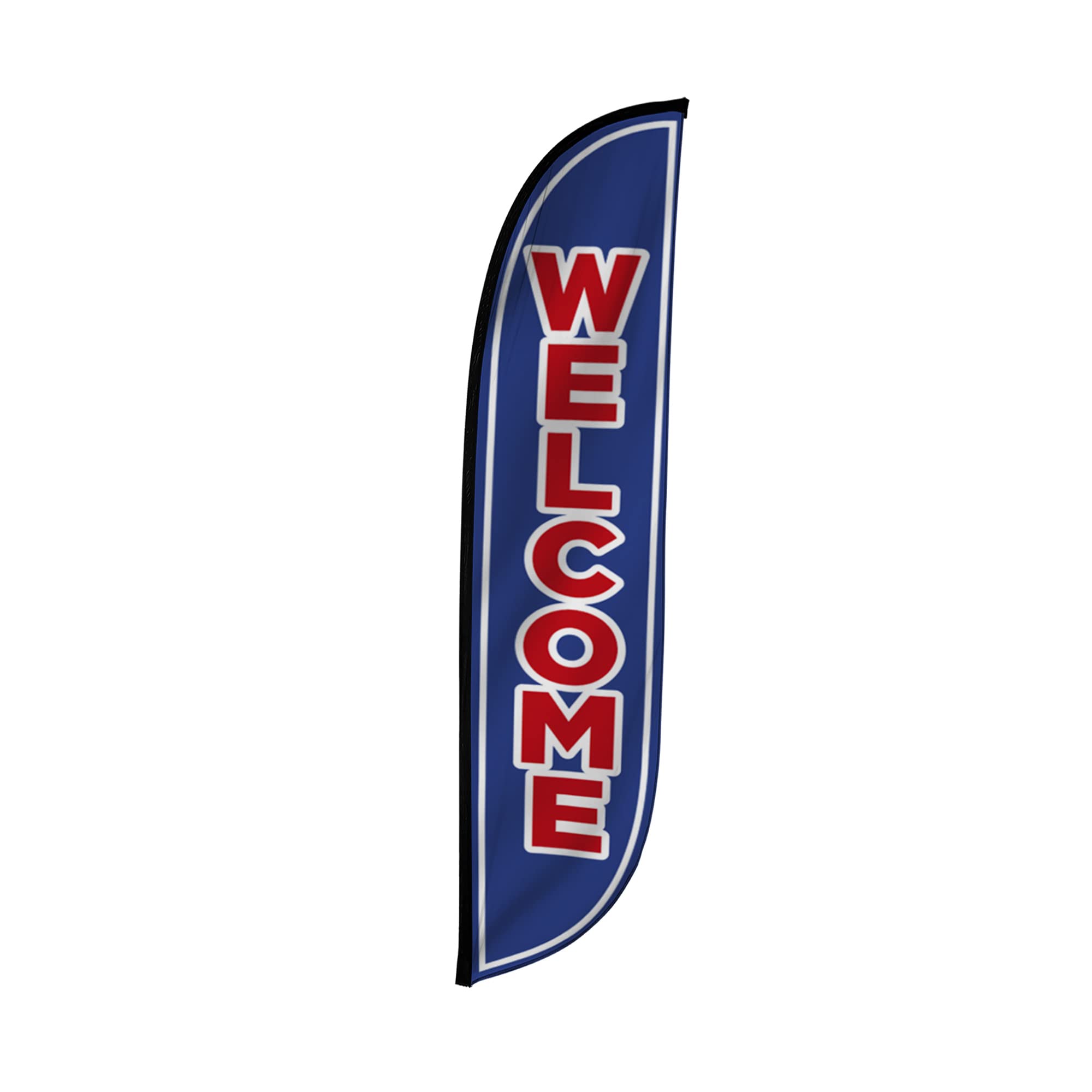 Lookourway Feather Flag - 12Ft Tall Advertising Flag Banner For Business And Events Promotion - Flag Only - Welcome, Blue (10M12